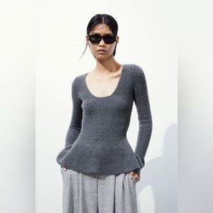 H&M Rib-knit Peplum Top - Size XS - NEVER WORN